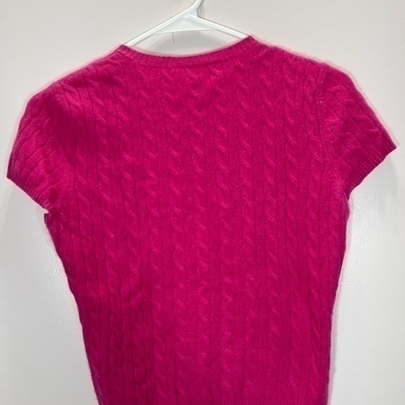 Vintage Definite View Barbiecore Hot Pink Cap Sleeve Knit 100% Cashmere Sweater - Picture 6 of 8
